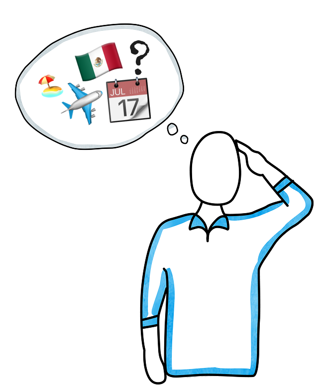 A man thinking about his past trip to Mexico