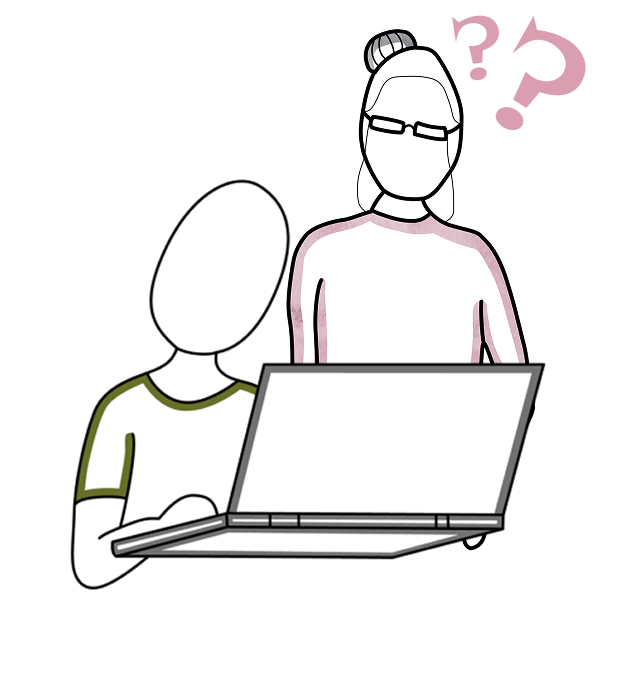 Two people looking at a computer.