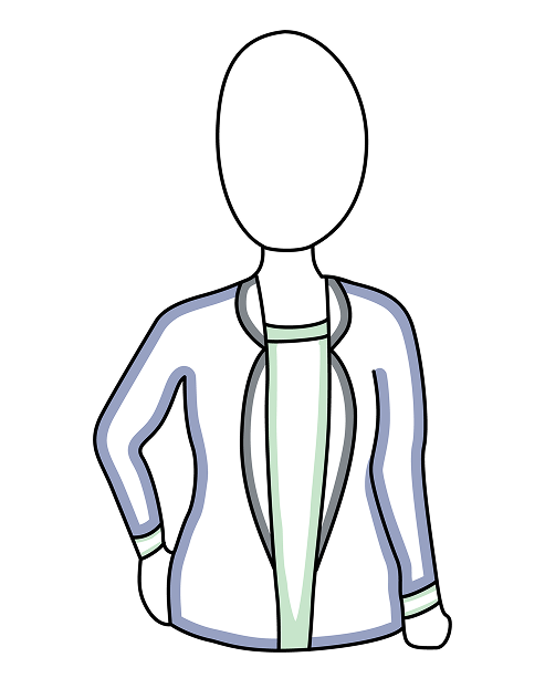 An illustration of a woman in a purple jacket